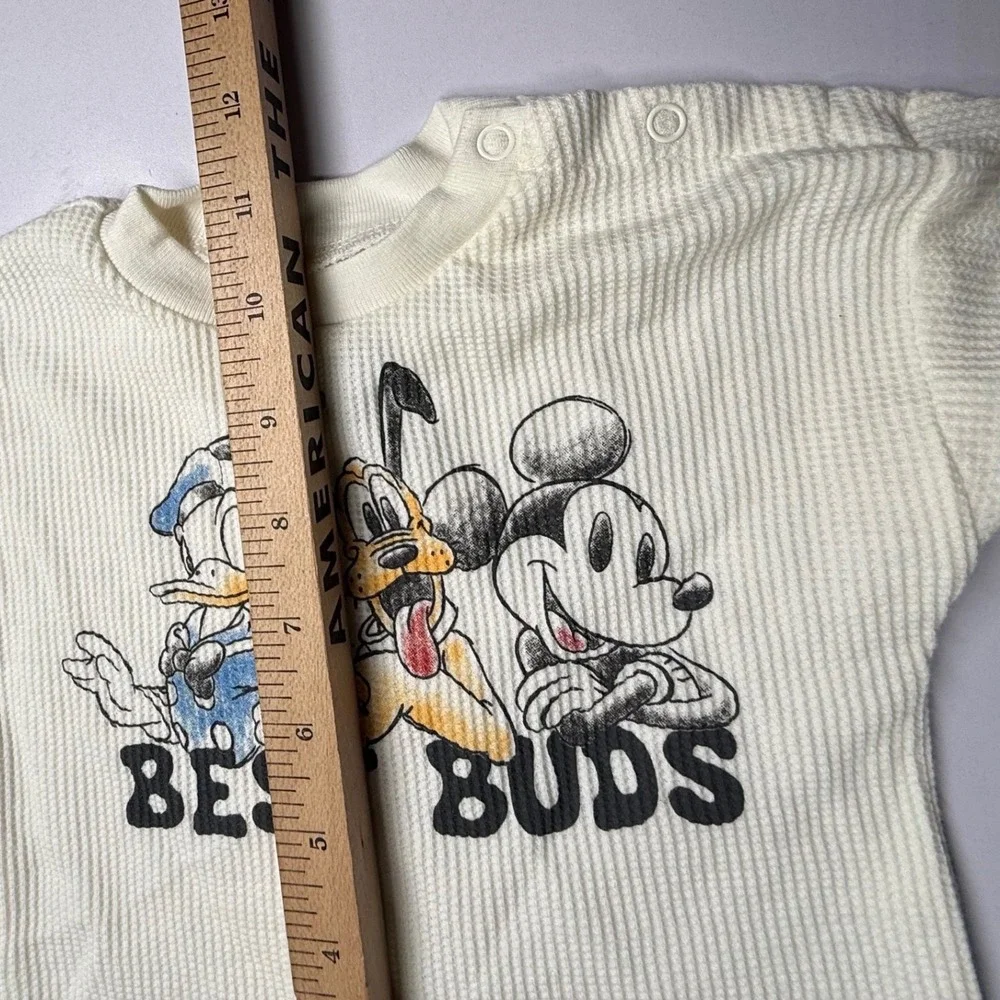 Disney Mickey and Friends Baby Waffle Knit Set 3-6M Best Buds Blue Cream 2pc